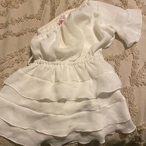 White summer one sleeve dress , warn once